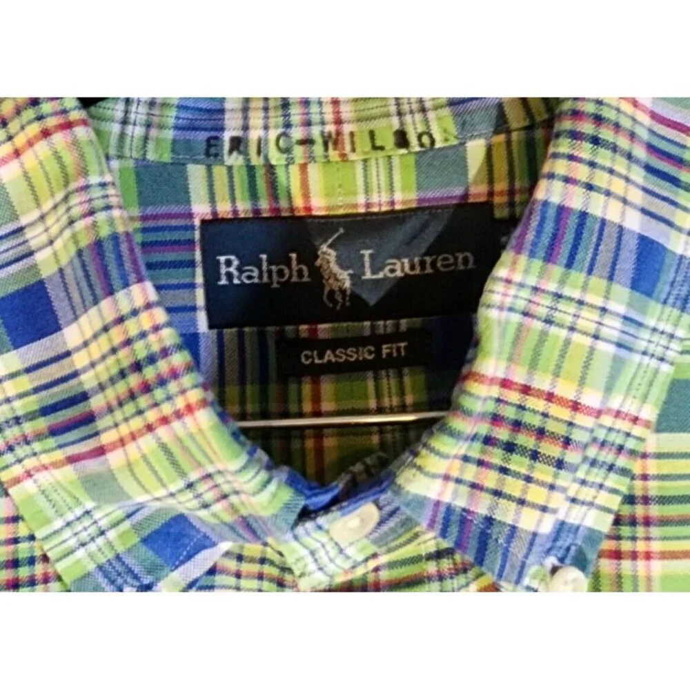 Polo Ralph Lauren Button Down Flesh Pony Men’s Shirt Size XL Cotton Green Plaid